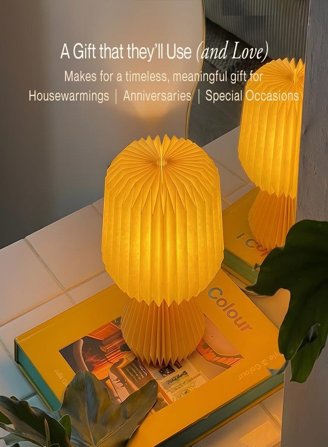 FIG Living Origami Mini Table Lamp for Living Room Decoration, Bedroom, Study and Gifting | Origami Design Lampshade | Premium Laminated Paper - Dust and Water Resistant | Ambient Night Lamp (Yellow) - Image 5